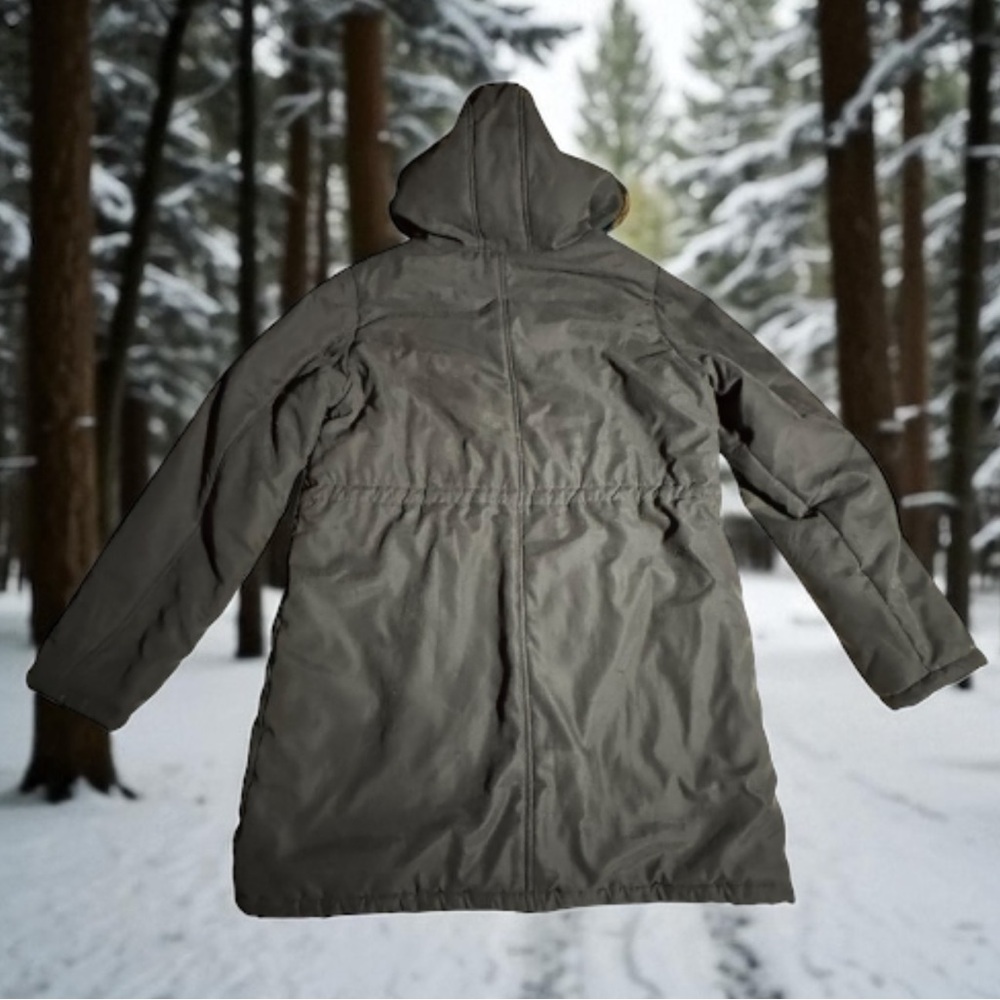 Beyove Coat Charcoal Hooded Parka Utility Cargo Faux Fur Trim & Lining Women’s M - Picture 8 of 16